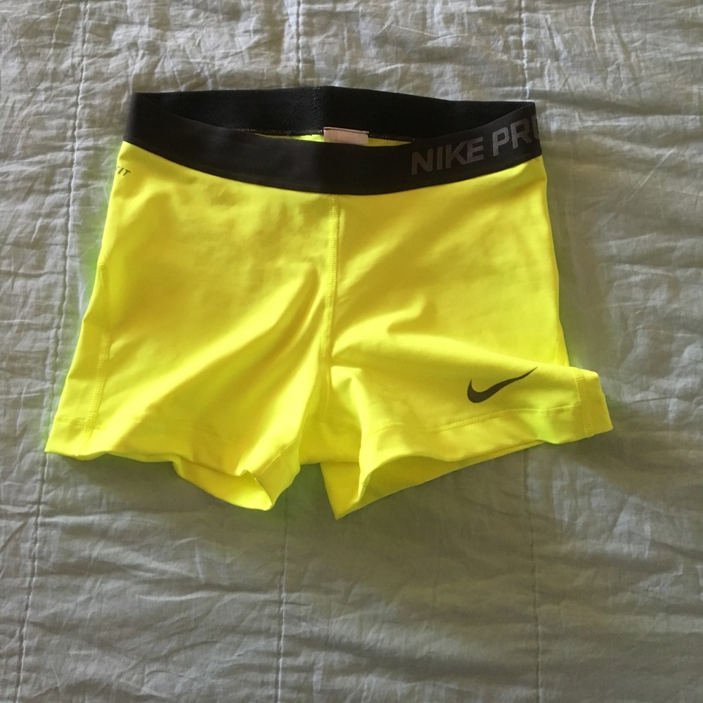 Nike Pro shorts  Size Medium. Bright yellow