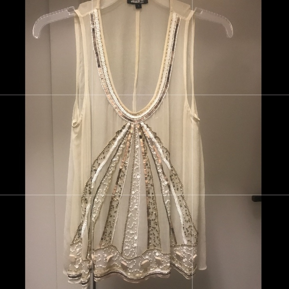 TFNC London Embellished Scoop Neck Top