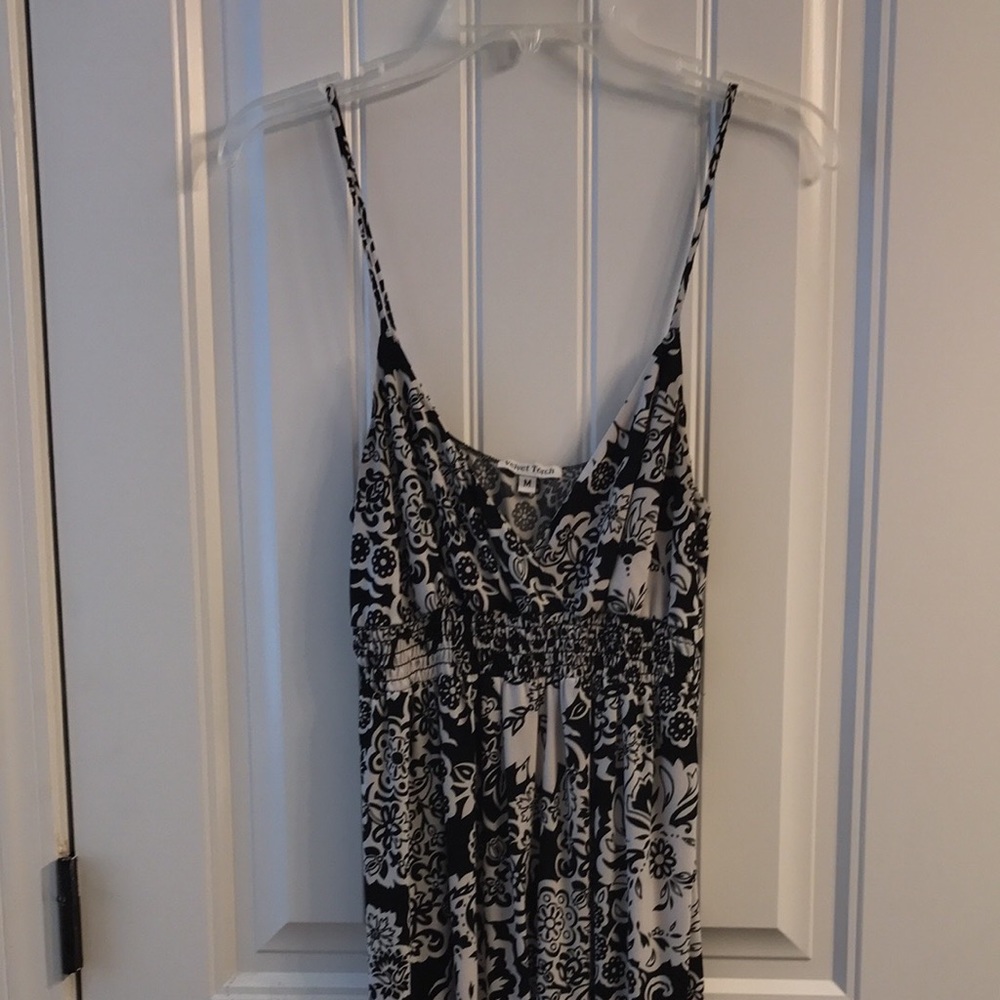 Long black and white thin strapped dress