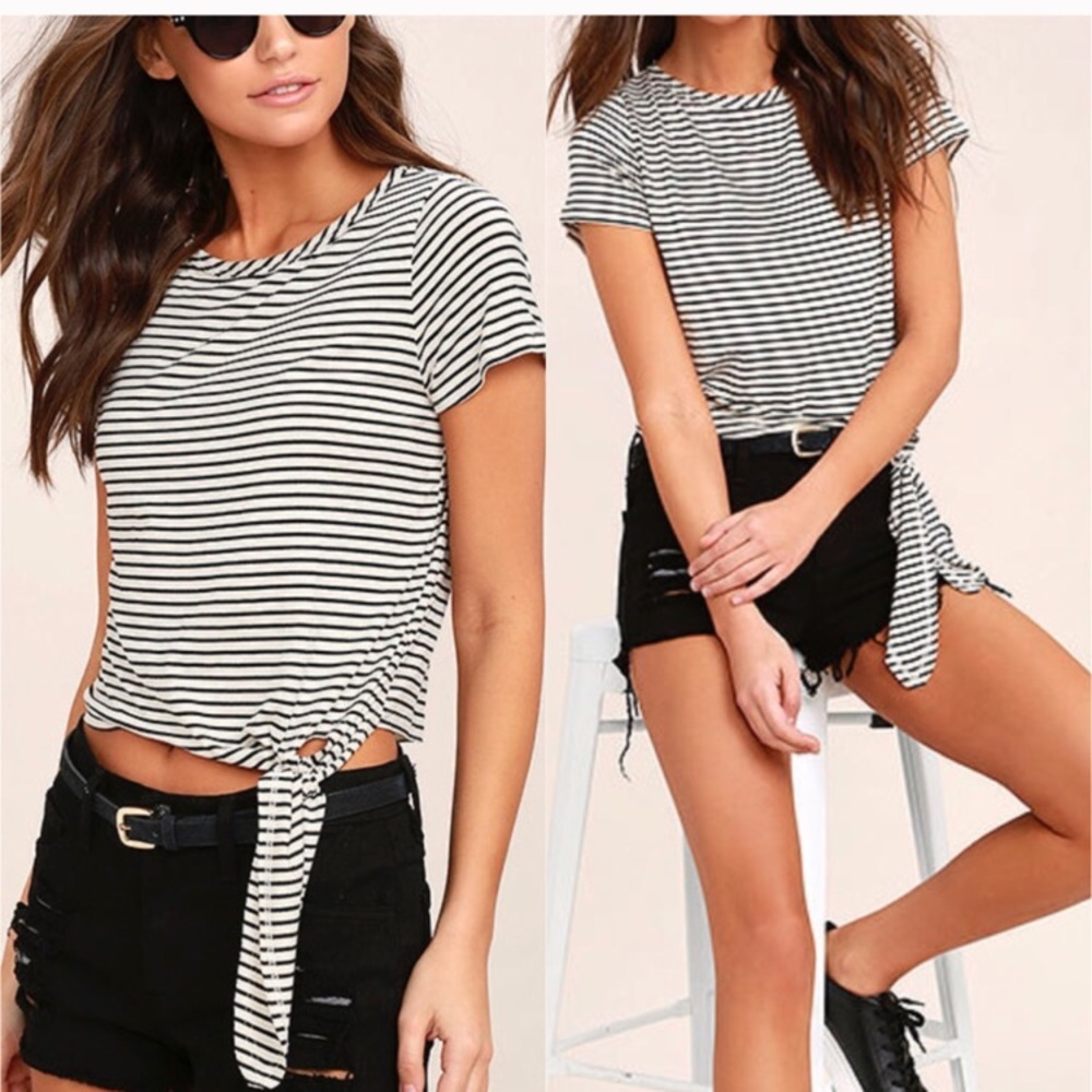 Classic black and white striped crop top