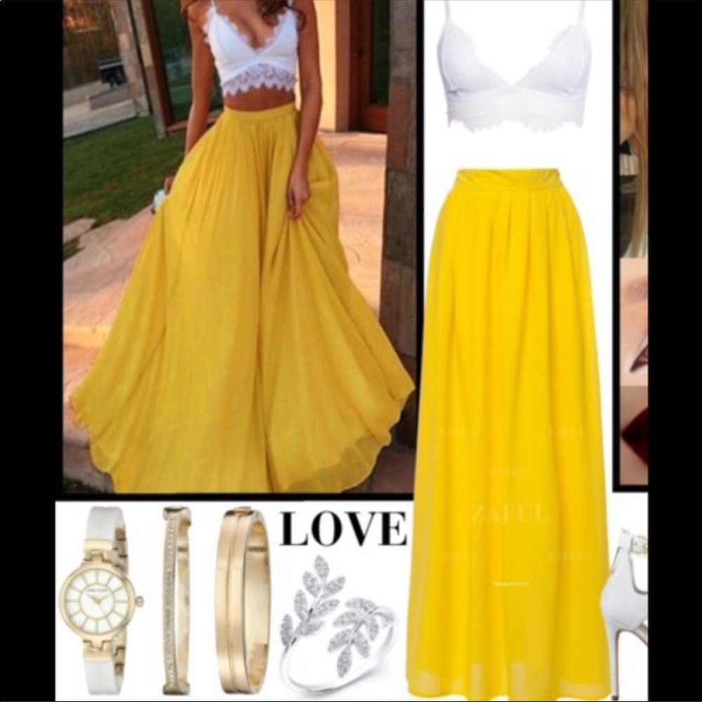 High Waist Yellow skirt