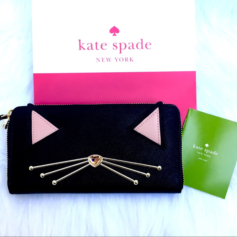 🆕 KATE SPADE 🐱Cat Jazz Things Up ♠️Black Wallet