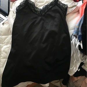 Black satin/lace slip dress