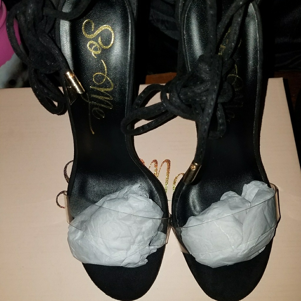 Fashion Nova Heels with clear band