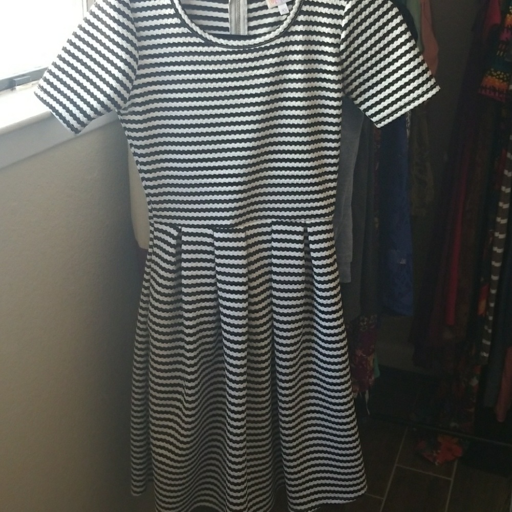 Black and white striped Lularoe Amelia!