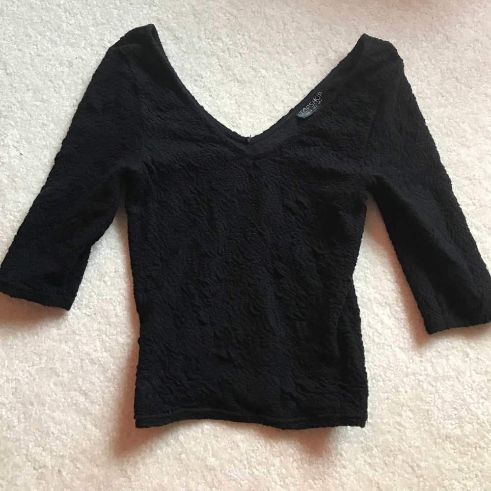 TOPSHOP scoop neck cropped shirt