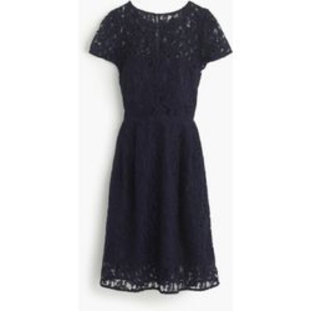 J.Crew Alisa Leavers Lace dress NAVY 12 NWT