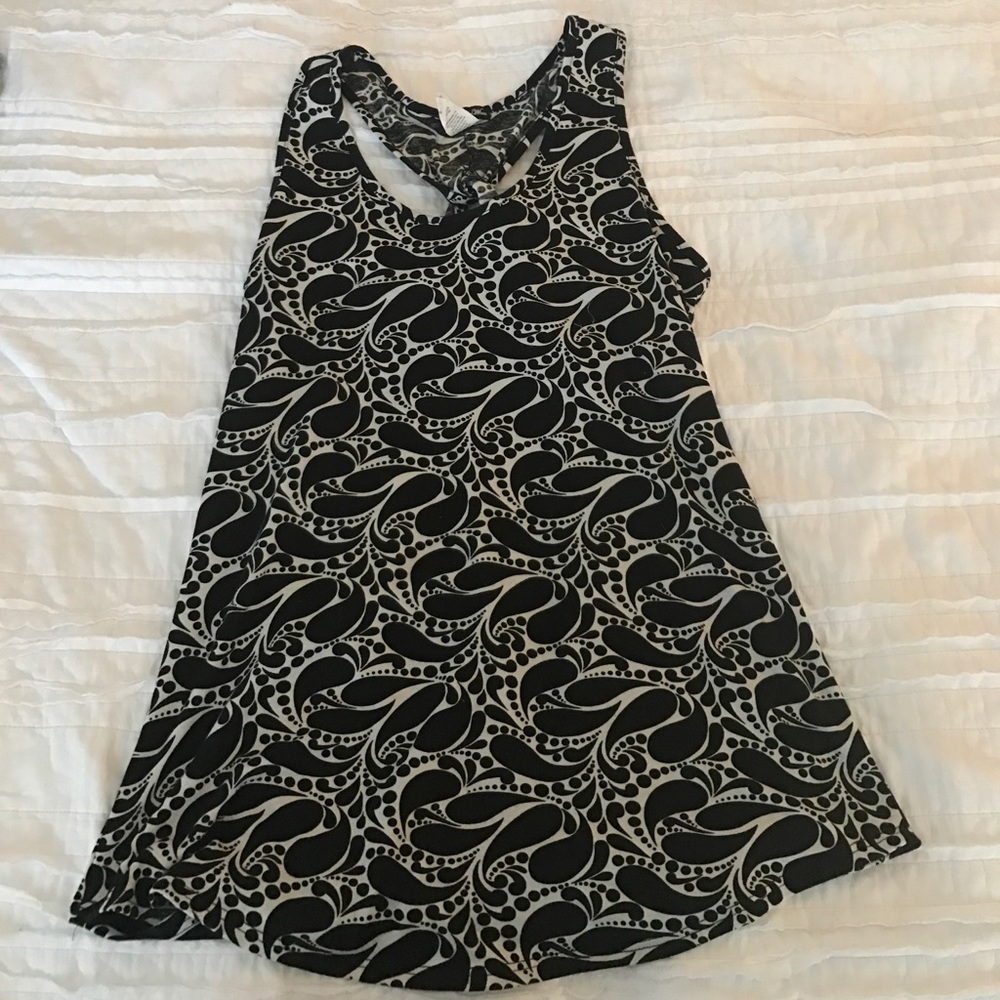 Lily White Racerback Floral Black/White Tank Too