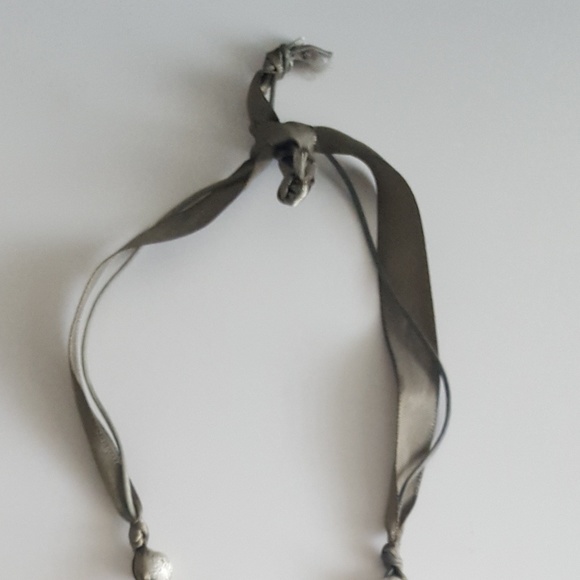 Boho Chic Earth Tone Bead Ribbon Necklace - Picture 5 of 5