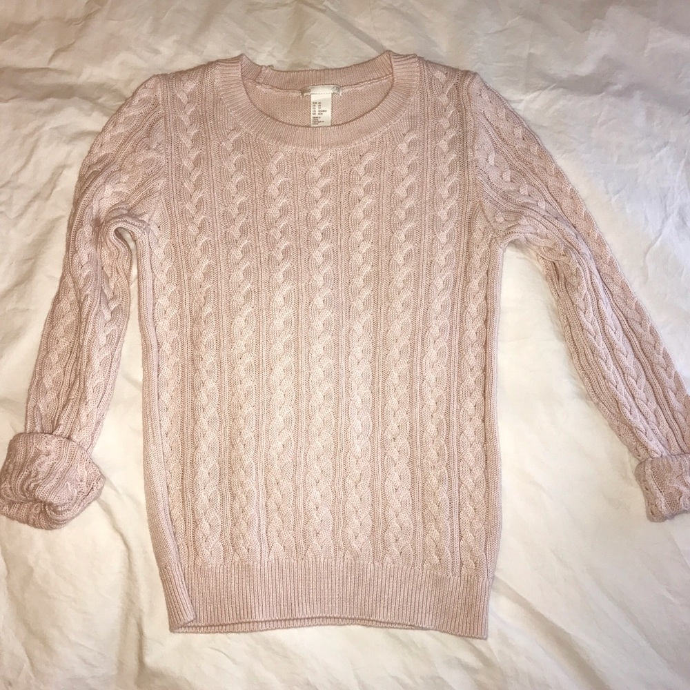 H&M Basic Blush Cable Knot Sweater