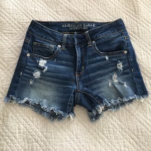 American Eagle dark wash midi shorts