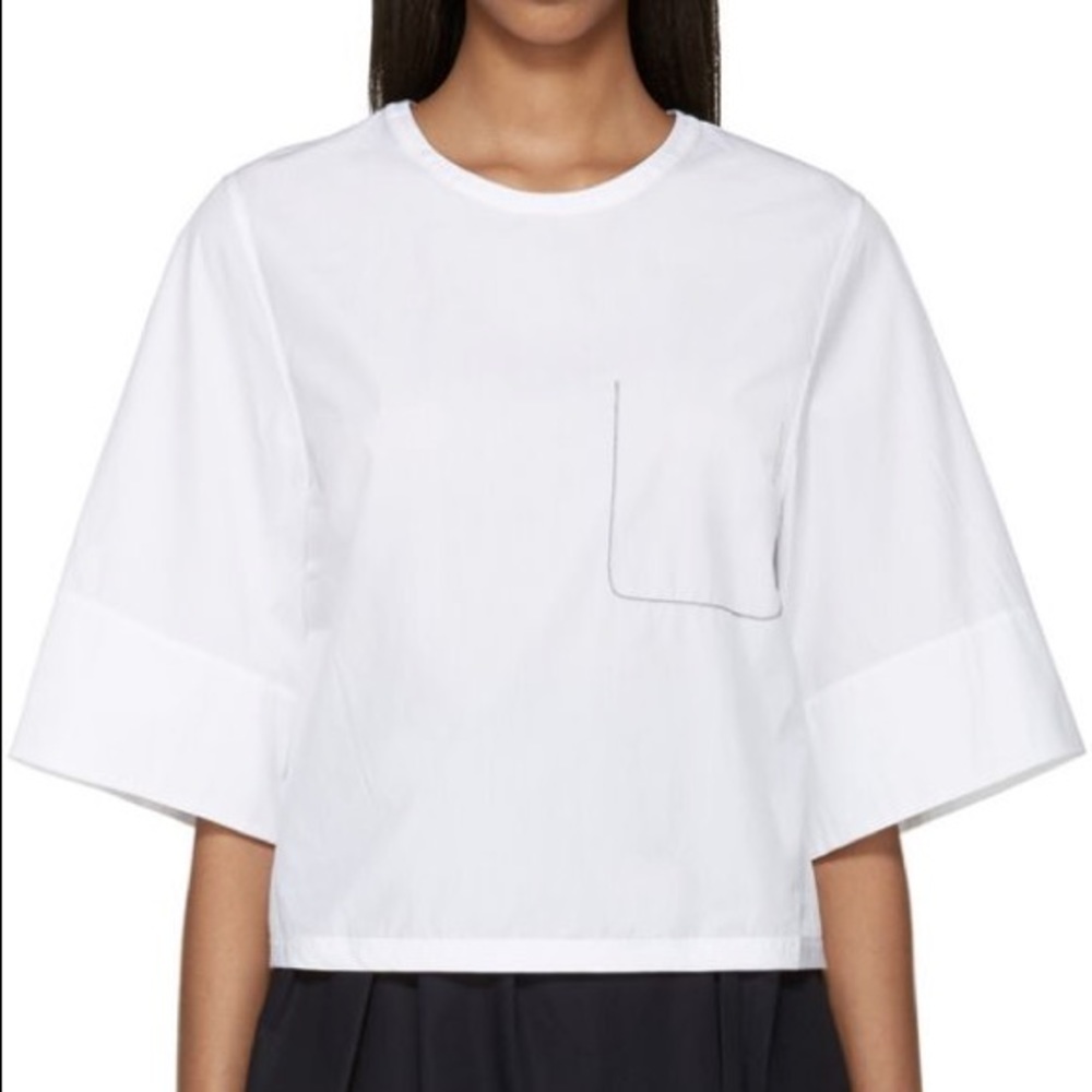 3.1 Phillip Lim Ghost Pocket White Poplin Boxy Top