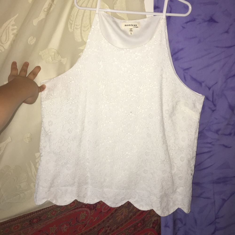 White laced tank top