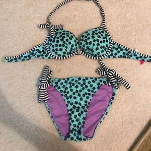 Victoria's Secret Blue Floral Push-Up Bikini