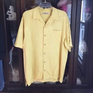 Men's Tommy Bahama Yellow 100% Silk Casual Shirt M