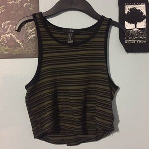 Camo green striped crop top tank