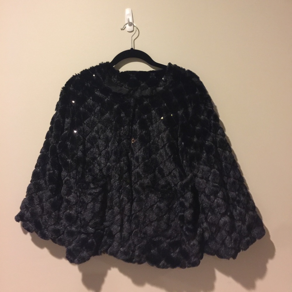 Dressy black faux fur jacket