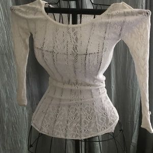 White stretch lace top