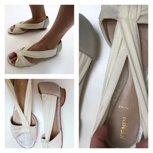 Fendi Grecian White Wrap Sandals 37 1/2