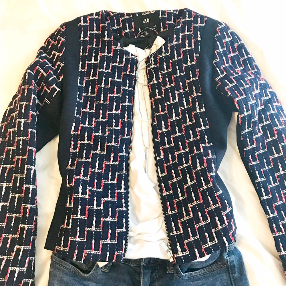 H&M Navy and Red Blazer Jacket