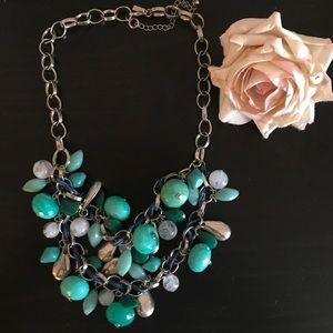 Turquoise and silver neckless.