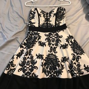 Modcloth black and white strapless dress