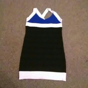 Blue white and black bodycon dress
