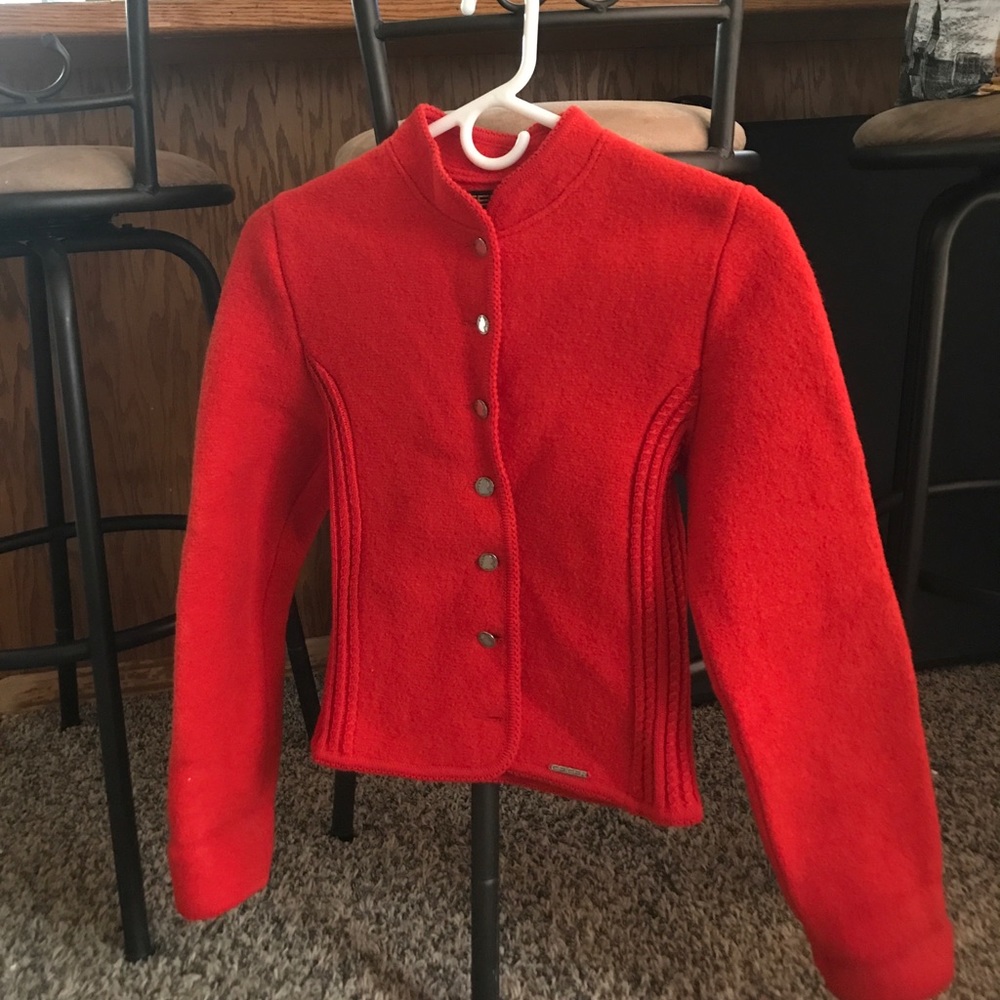 Heavy sweater jacket with gold coin like buttons