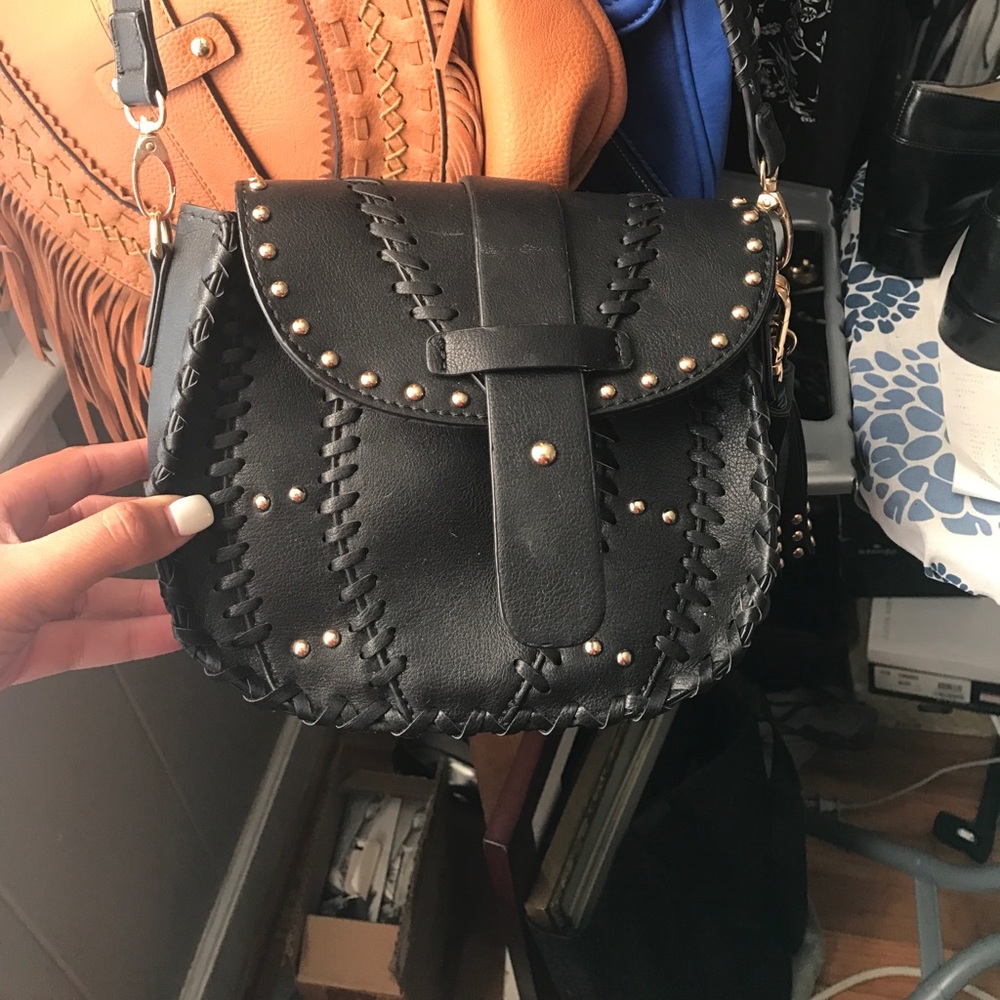 Black and gold cross body purse