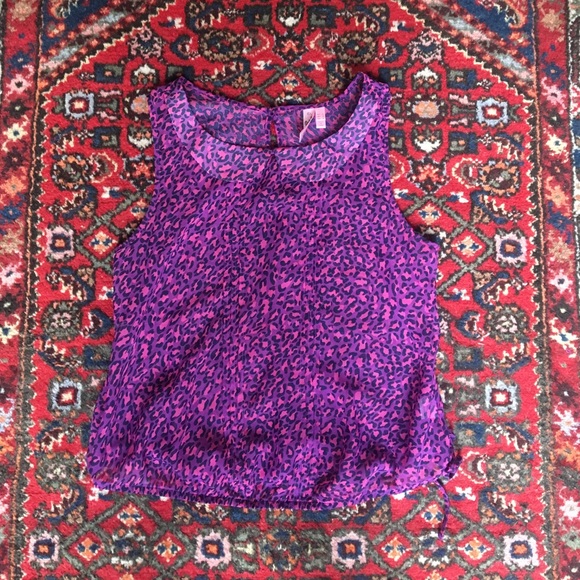 Pink and purple leopard print sheer blouse - Picture 1 of 1
