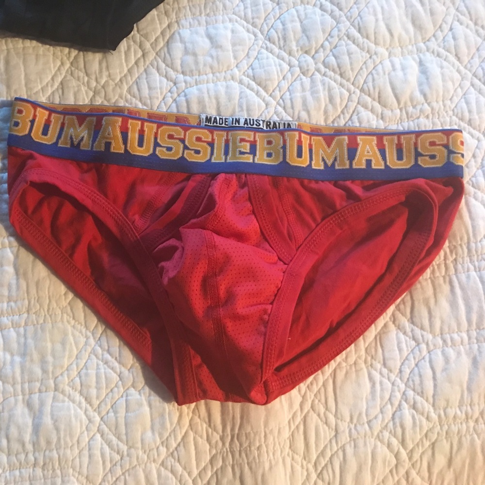 3 M AussieBum briefs. 2 black, 1 red. Never worn.