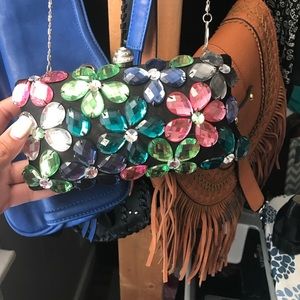 Jeweled clutch with crossbody option