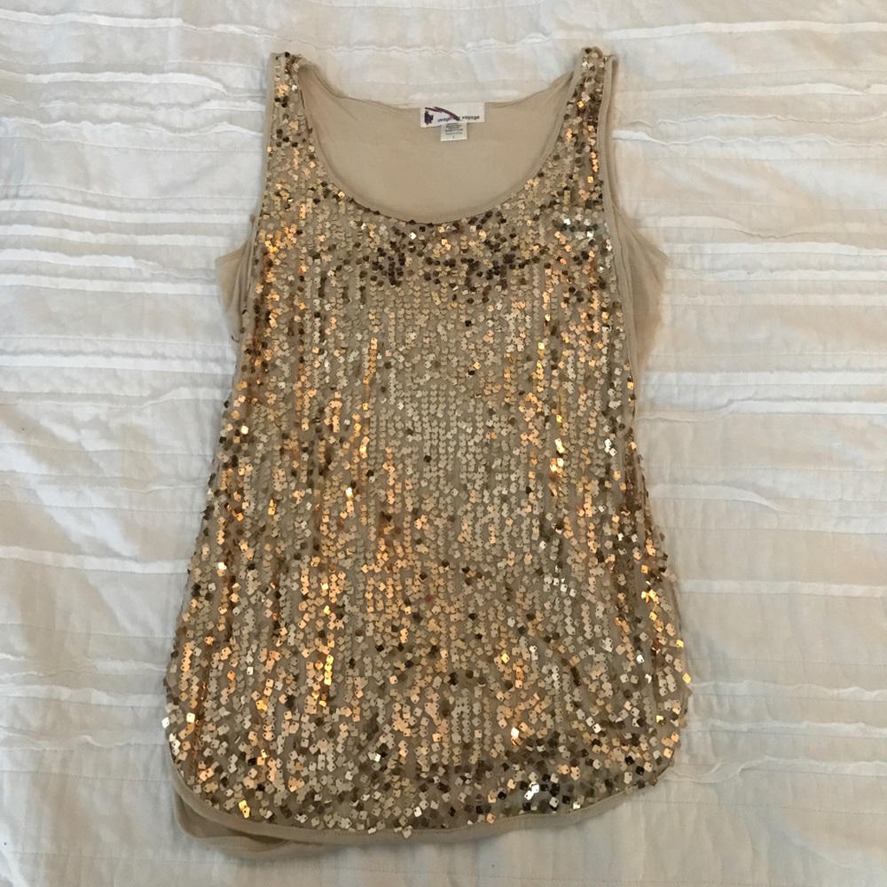 Gold Sequin Tank Top