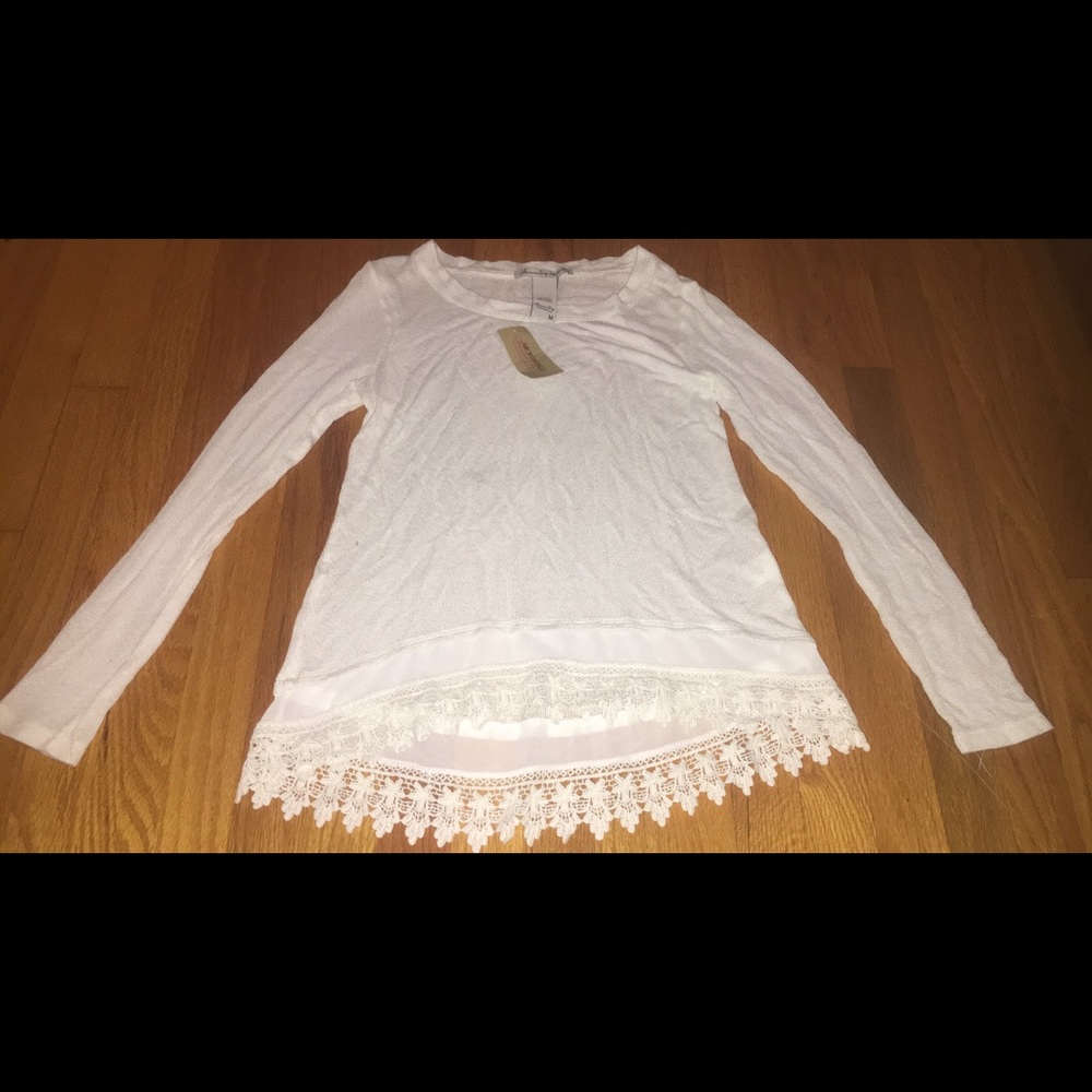 White crocheted light long sleeved shirt!!!