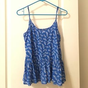 Blue tank  with white detailing adjustable straps