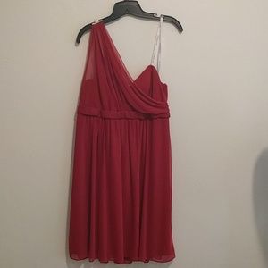 One Shoulder Dress with Illusion Neck