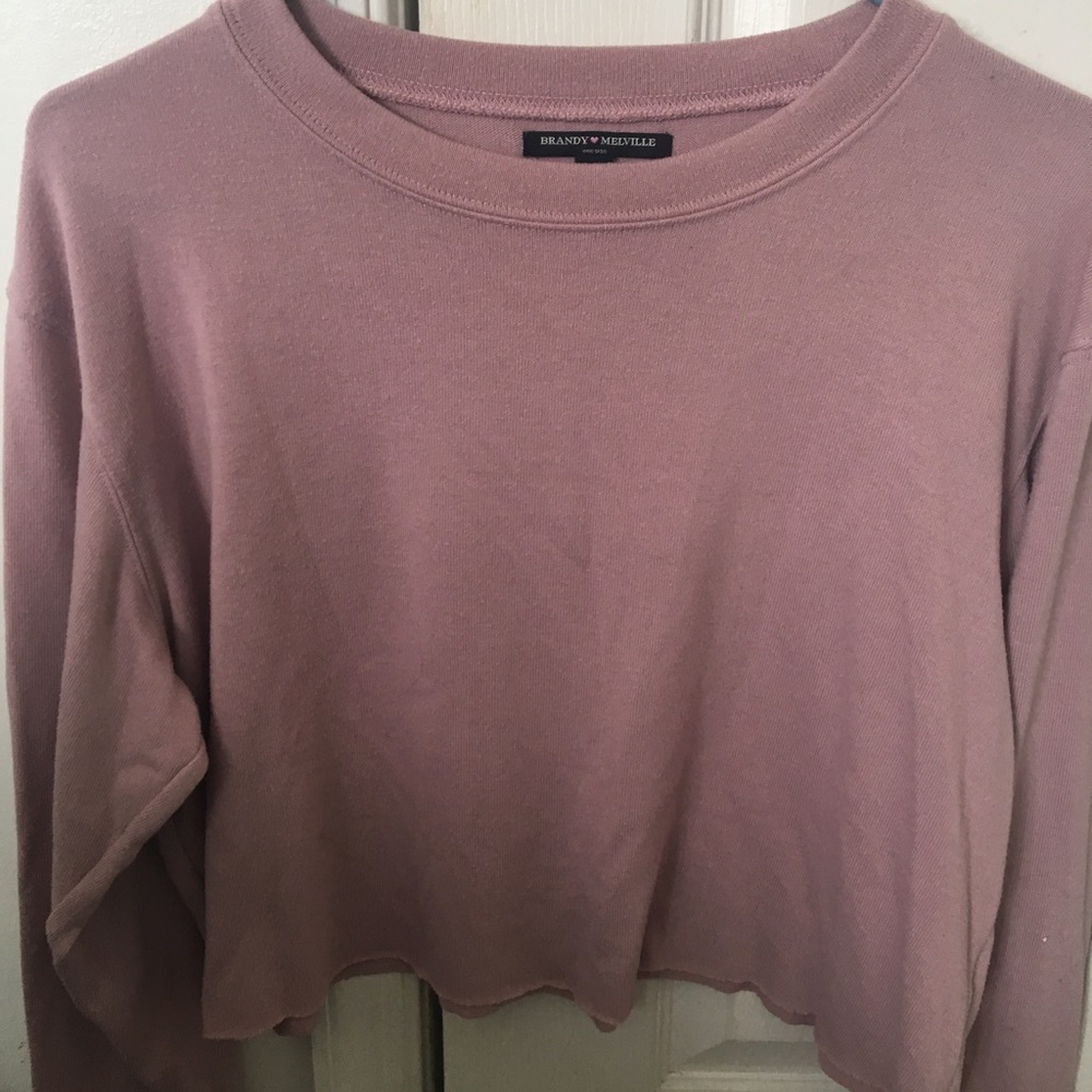 Brandy Melville Pink Cropped Sweatshirt l