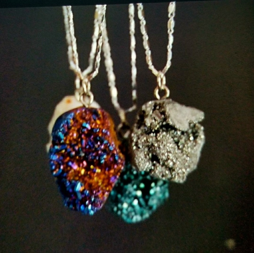 Druzy authentic silver necklaces