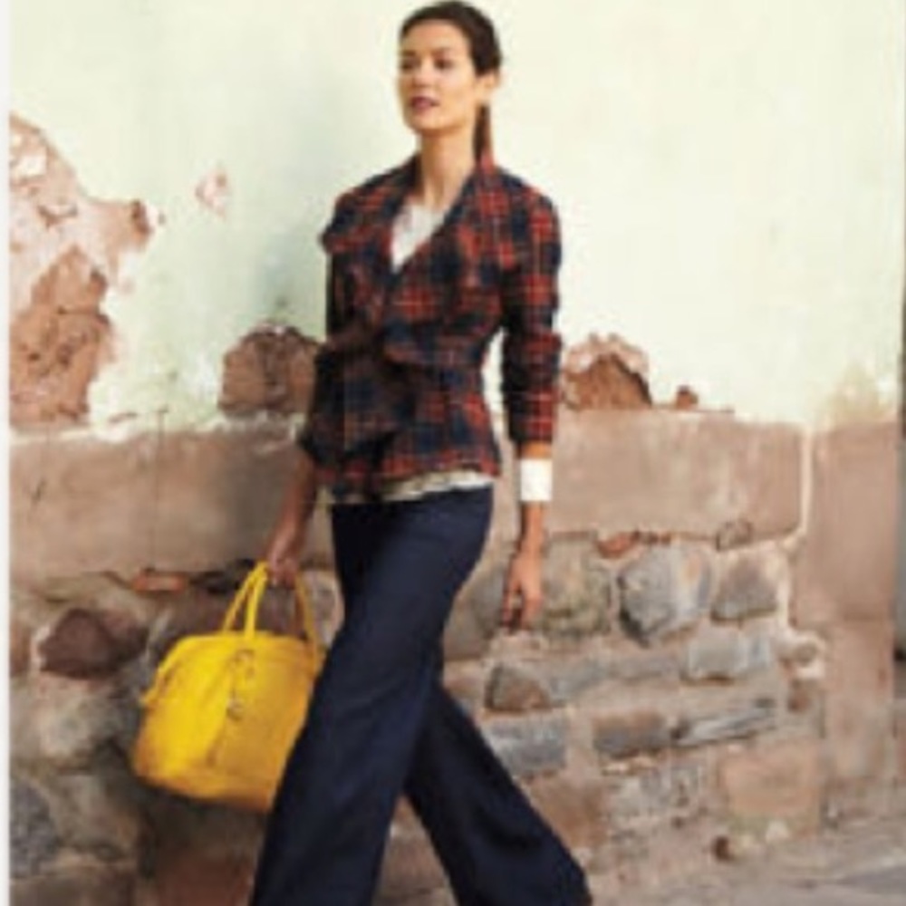 Anthropologie yellow leather tote bag by pilcro.