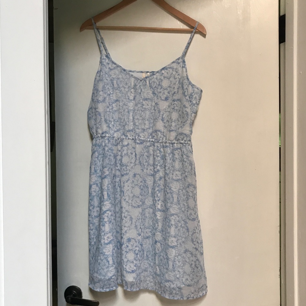 Nordstrom Frenchi blue white print sun dress XL