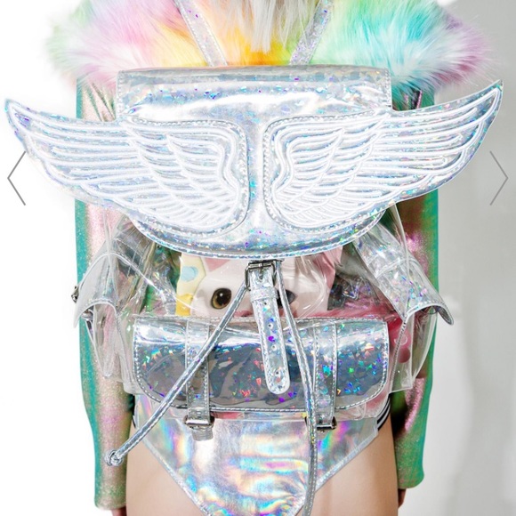 UNIF Handbags - Holographic Transparent Angel Backpack