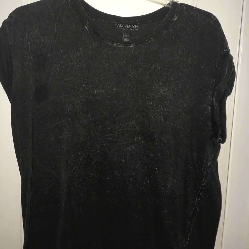 Plus size Black distressed muscle tee/tunic