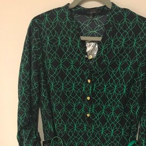 NWT green and black shift dress with belt!