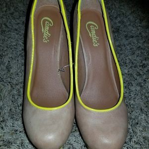Tan and neon heels