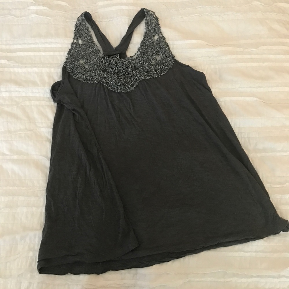 Silver Woven Racer Back Tank