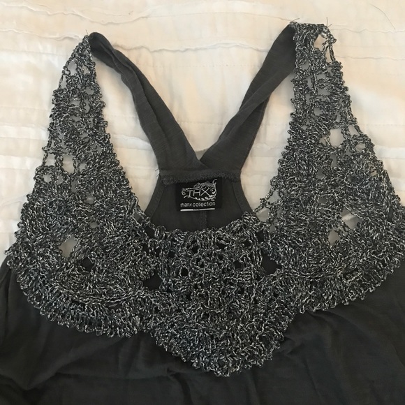 Silver Woven Racer Back Tank - Picture 2 of 4