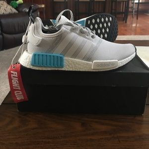 Addidas NMD R1 Light Grey, White-Blue