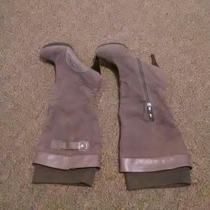 Gray heeled boots