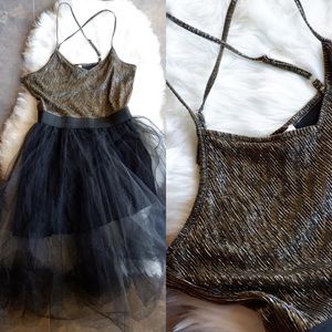 Charlotte Russe Chiffon Stretchable Gold Dress NWT