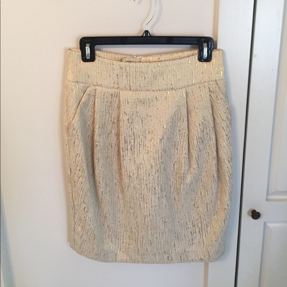 Gold Pleated Skirt w Pockets